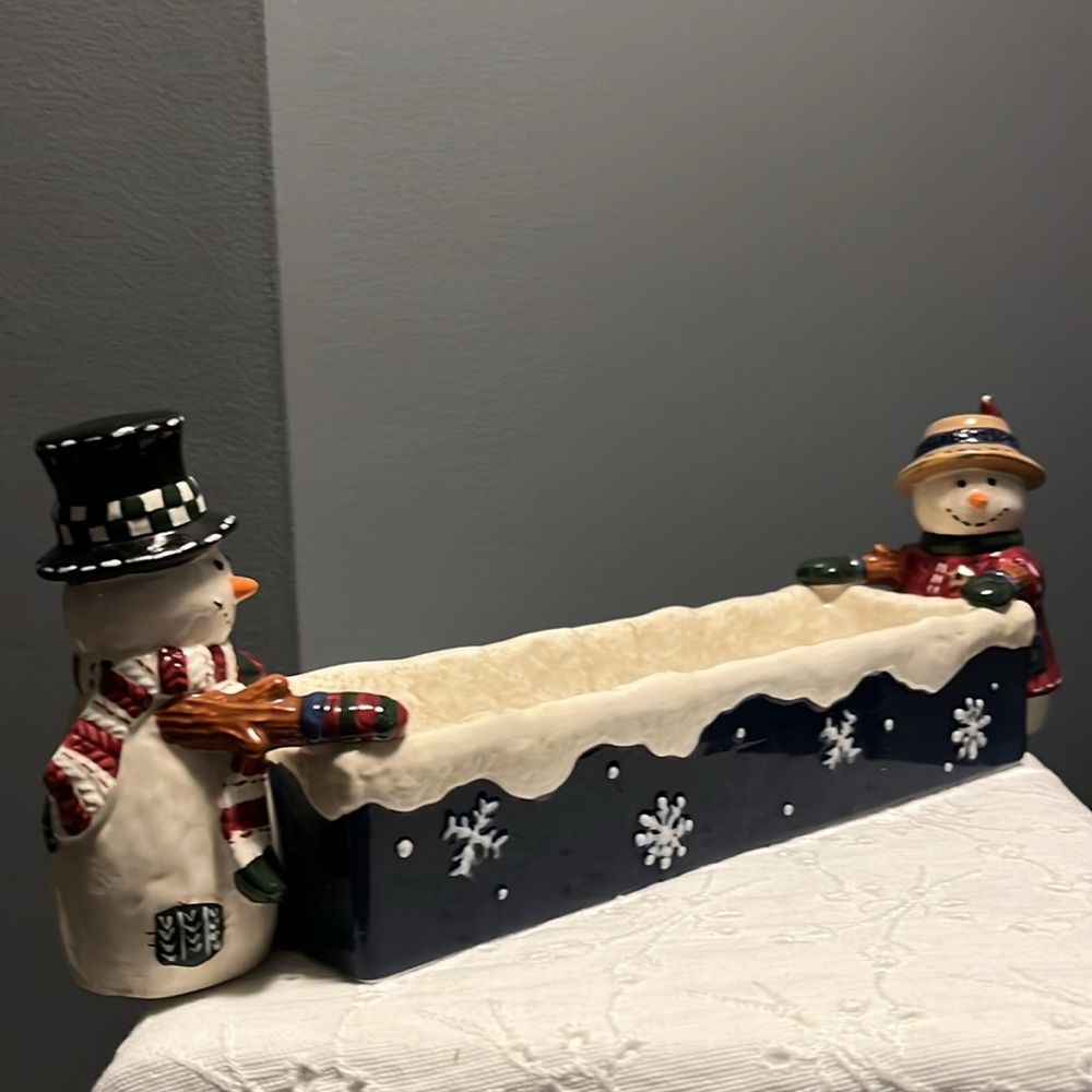 St Nicholas Square Snow Friends Snowman Cracker Dish Treat Hors D’oeuvres Tray